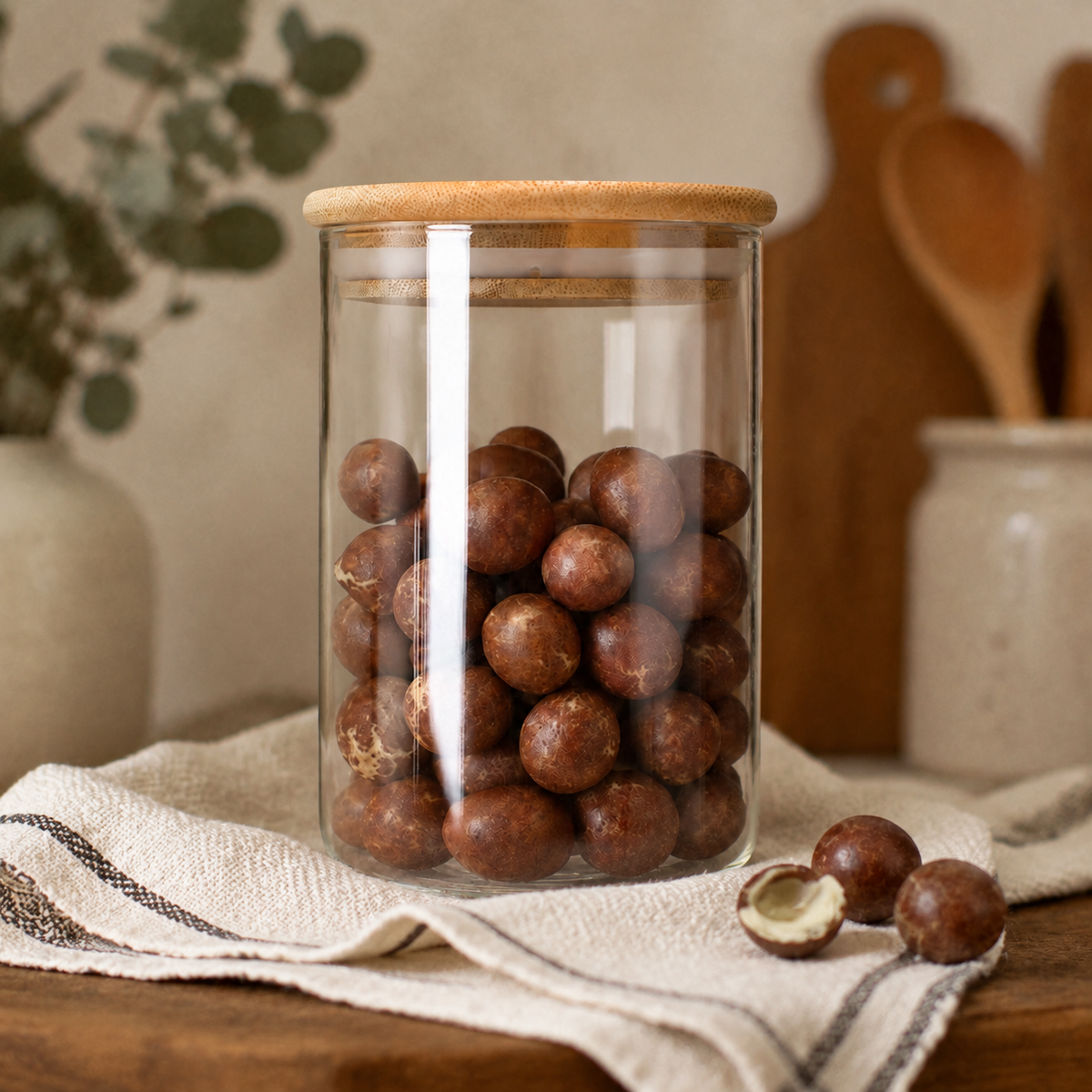 Glass Storage Jar with Bamboo Lid | Airtight Kitchen Container for Food Organization