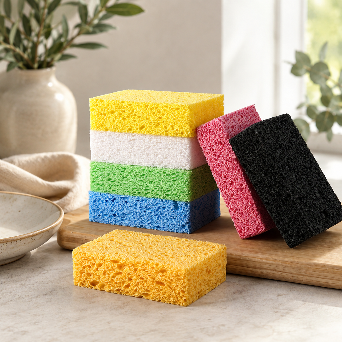 Natural Wood Pulp Sponge | Eco-Friendly Kitchen Dish Washing Sponge for Home Cleaning