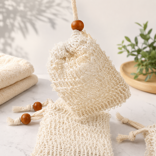 Linen Soap Bag | Handmade Soap Saver Pouch with Drawstring for Shower & Bath