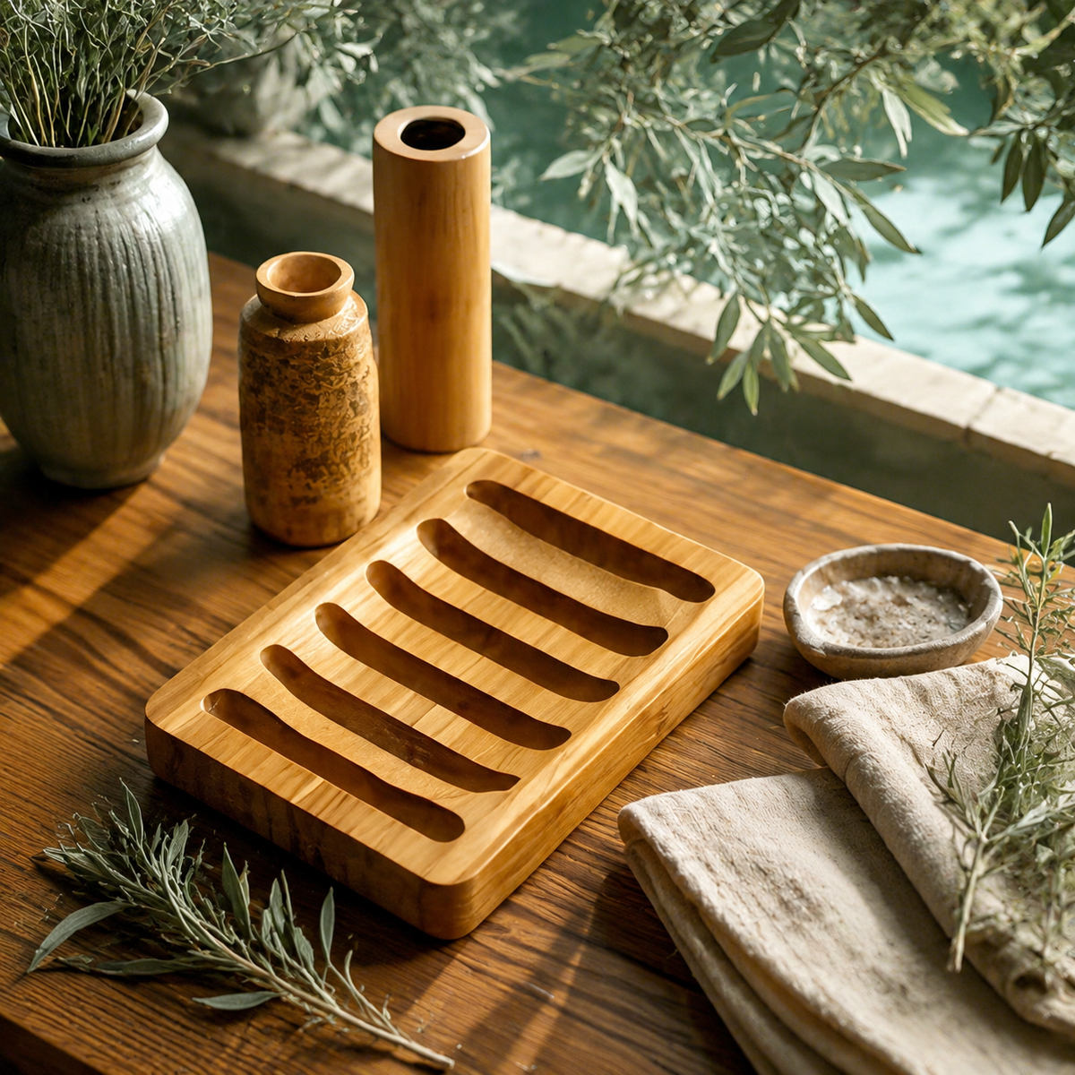 Bamboo Soap Dish | Natural Wooden Soap Holder for Handmade Bar Soap & Bathroom Storage