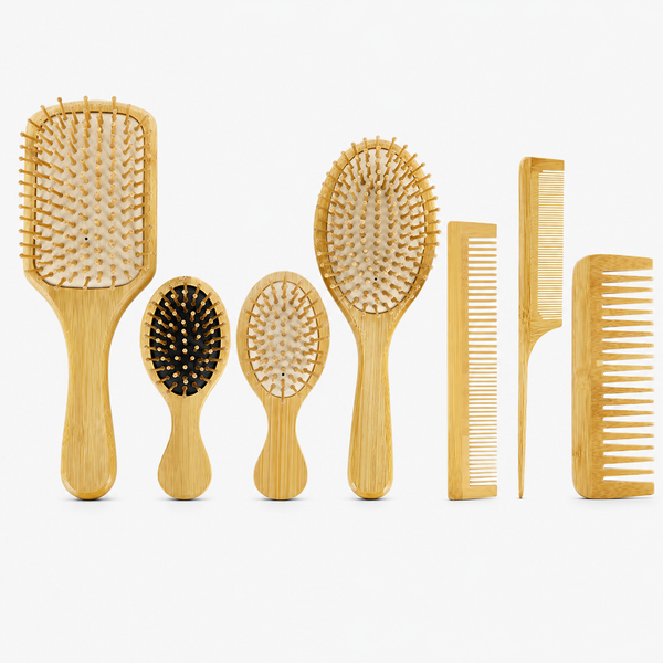 Bamboo Cushion Hair Brush | Wide Tooth Massage Comb for Detangling & Styling