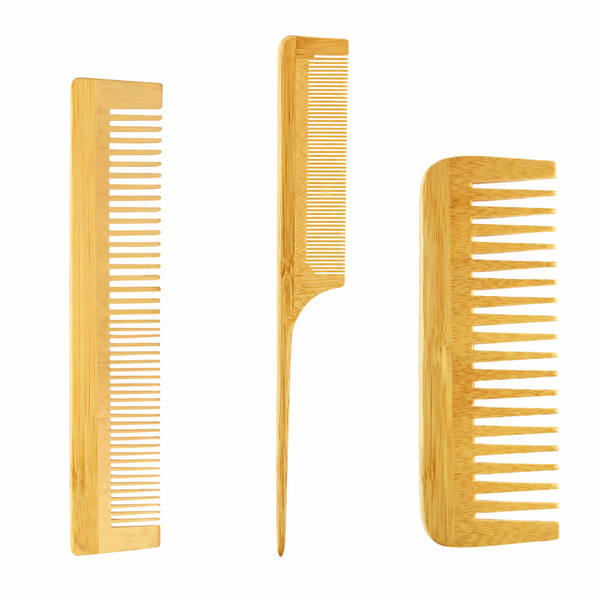 Bamboo Cushion Hair Brush | Wide Tooth Massage Comb for Detangling & Styling