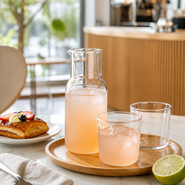 Hand Blown Heat Resistant Glass Carafe Tumbler Set