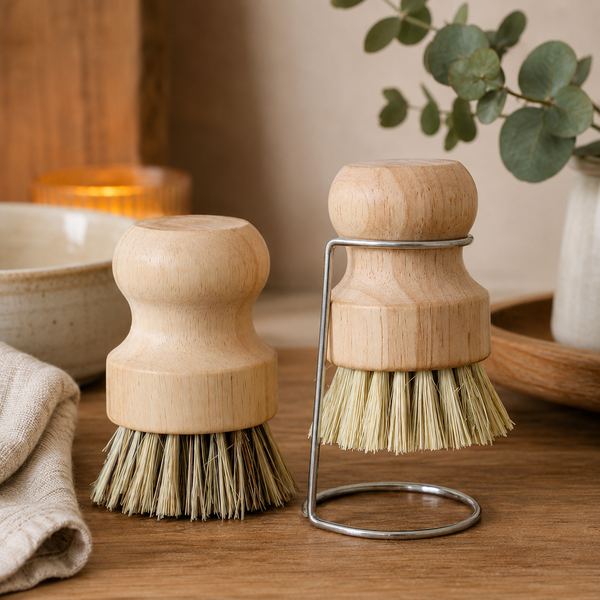 Natural Wooden Dish Brush | Sisal Kitchen Scrub Brush for Pots, Pans & Dishes