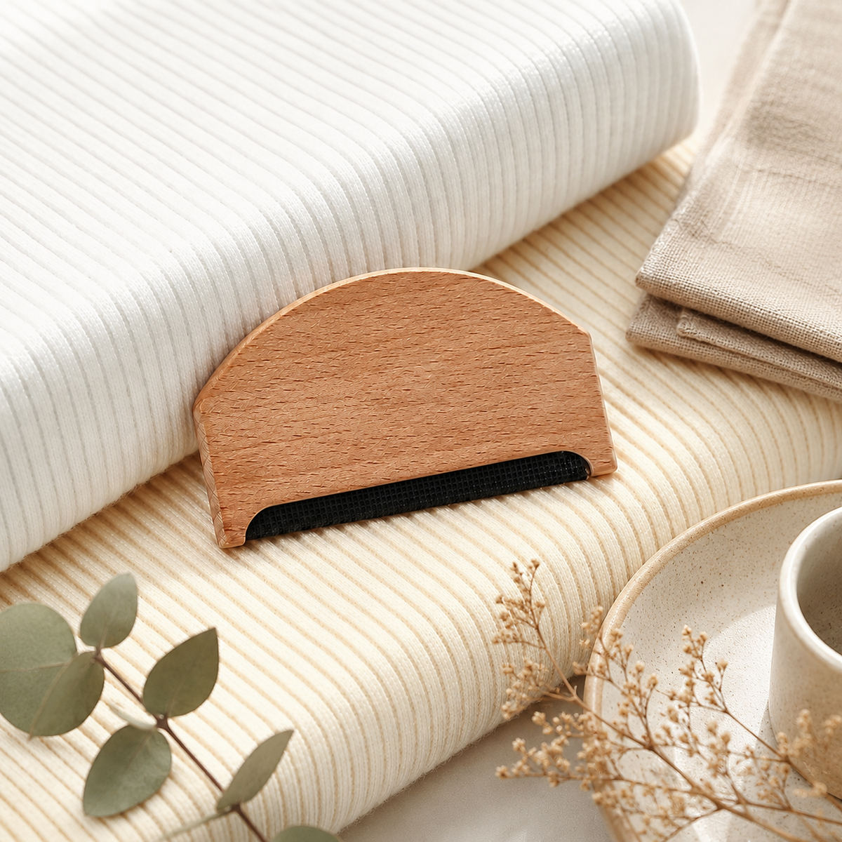 Natural Beech Wood Lint Remover | Manual Fabric Shaver for Sweaters & Wool Clothing