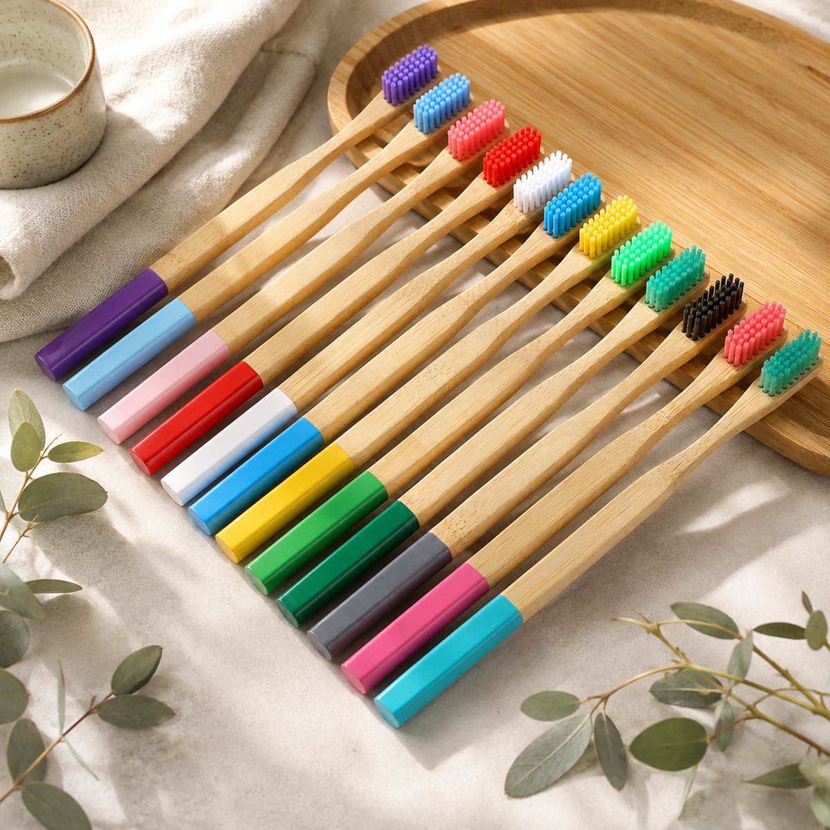 Bamboo Handle Toothbrush | Medium Firm Adult Toothbrush for Travel & Hotel Amenities