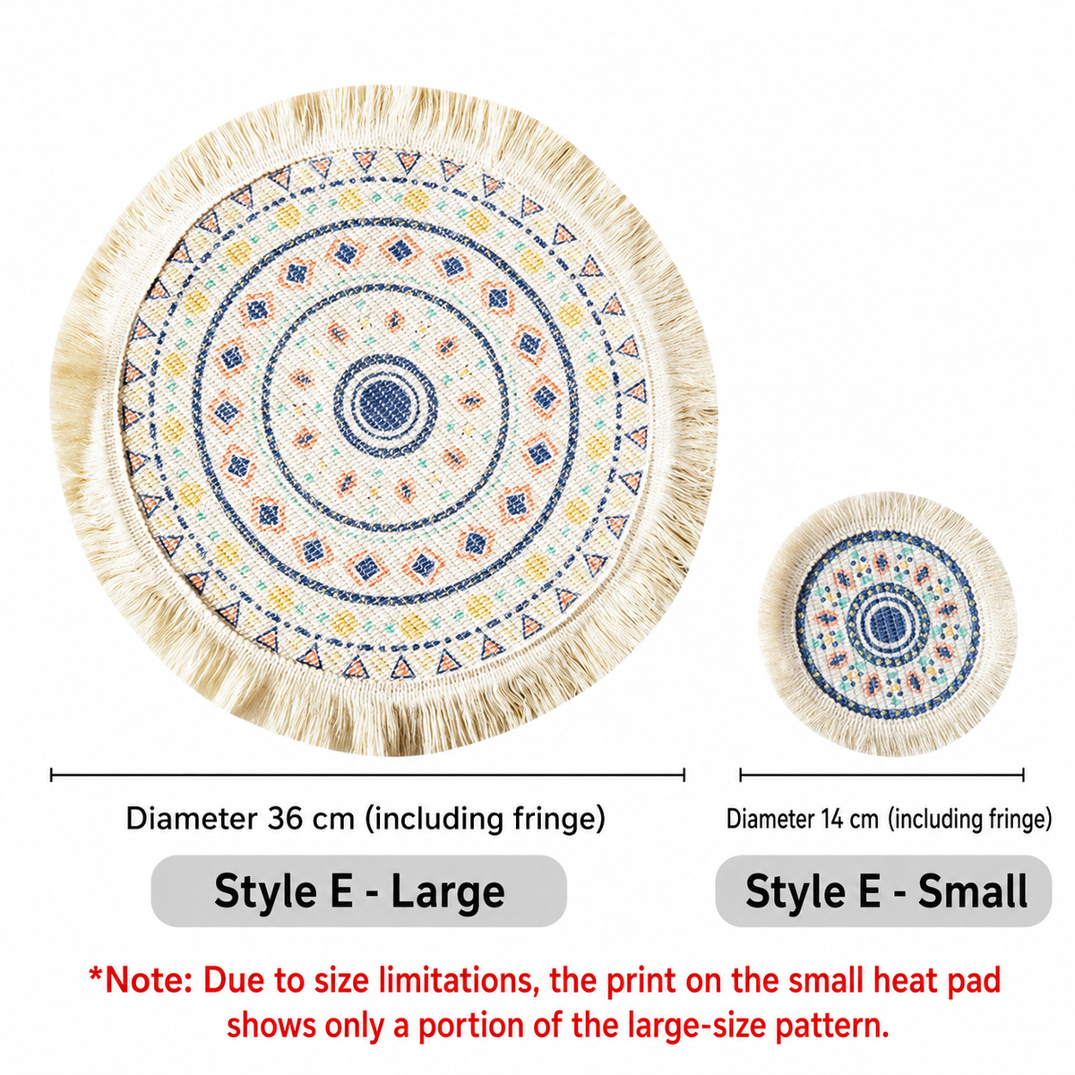 Printed Boho Placemat, Mandala Tassel Table Mat for Kitchen Decor