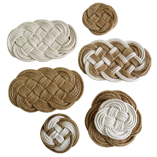 Handwoven Round Trivet, Cotton Linen Heat Resistant Table Mat & Coaster
