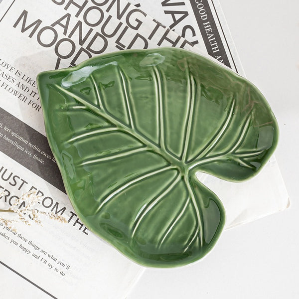 Ceramic Spoon Holder – Tropical Leaf Kitchen Accessory