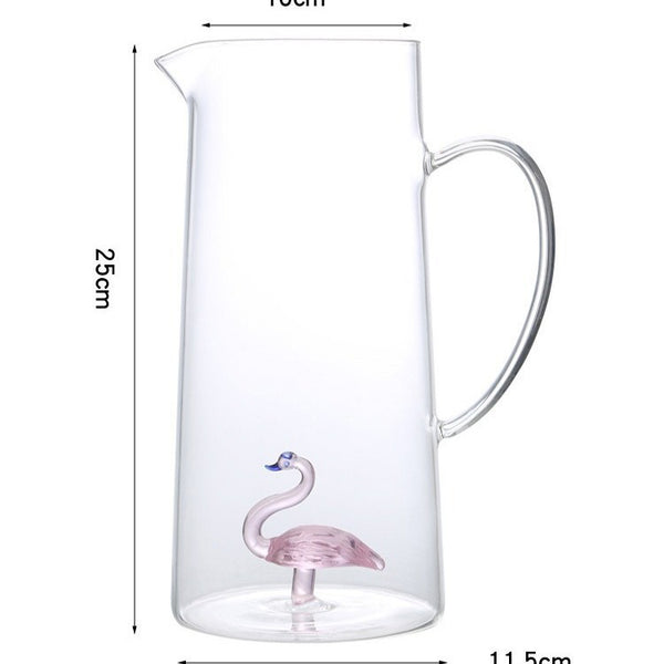 Flamingo Glass Water Pitcher – Elegant Carafe for Tea, Juice & Water