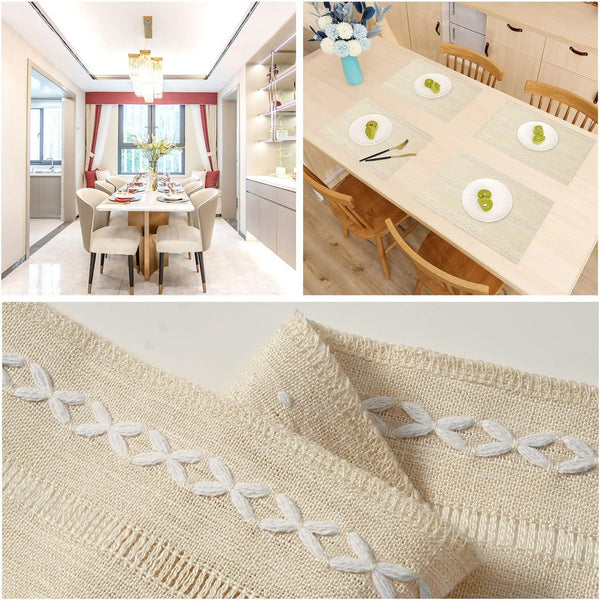 Woven Cotton Linen Placemat, Natural Heat-Resistant Table Mat for Coffee, Tea and Dining