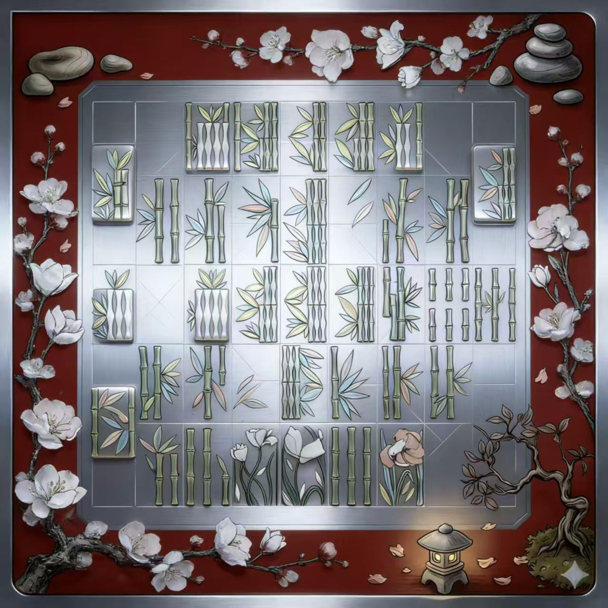 New American Mahjong Mat – Hand-Drawn Style Rubber Table Game Mat for Western Mahjong