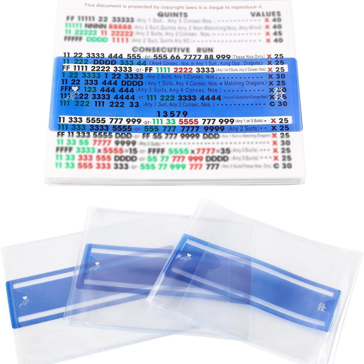 PVC Mahjong Game Cards Set – Colorful Washi Style Cards with Fun Sayings & Wave Edge Design for Couples Game