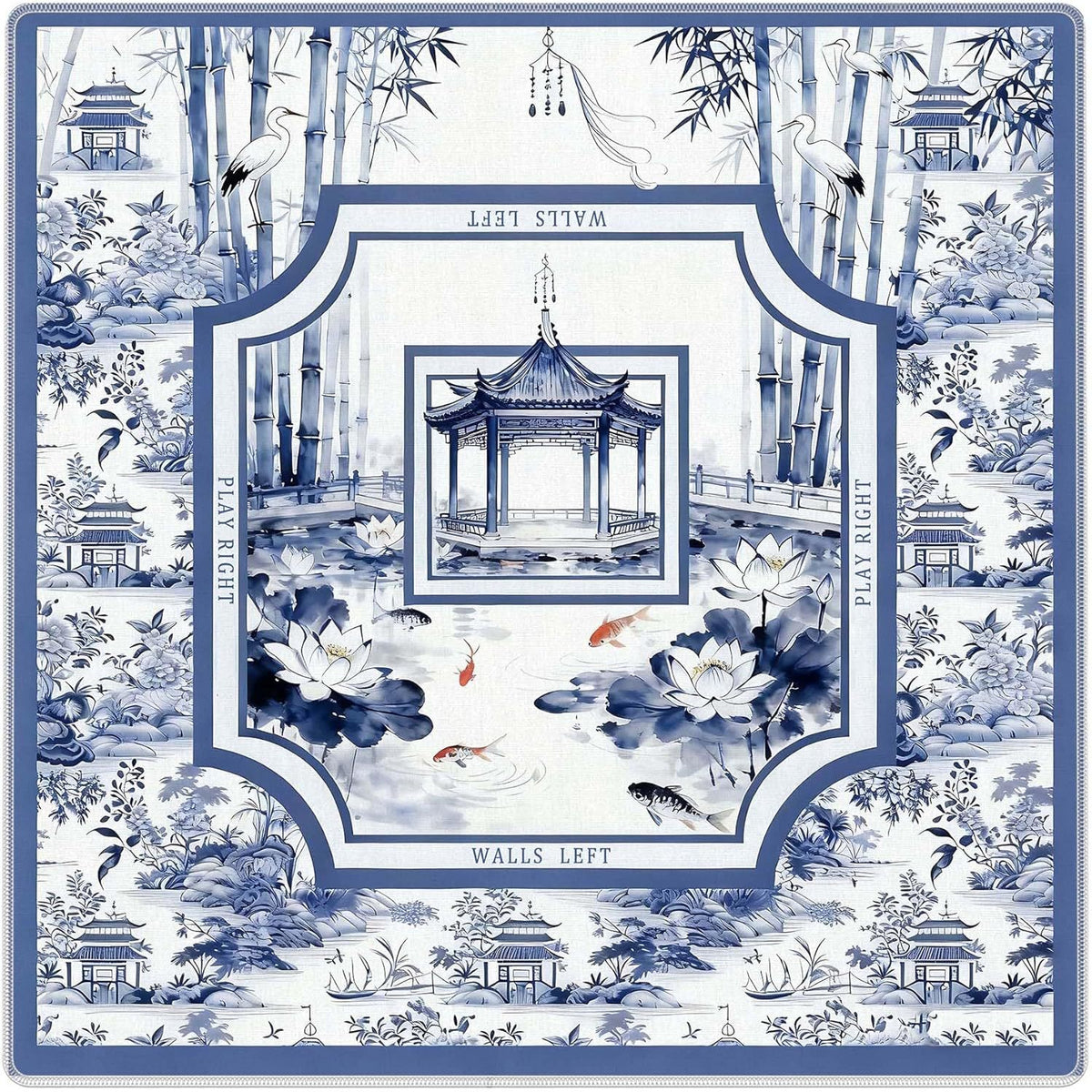 Luxury Blue Mahjong Table Mat – Waterproof Oil-Resistant Premium Game Table Cover