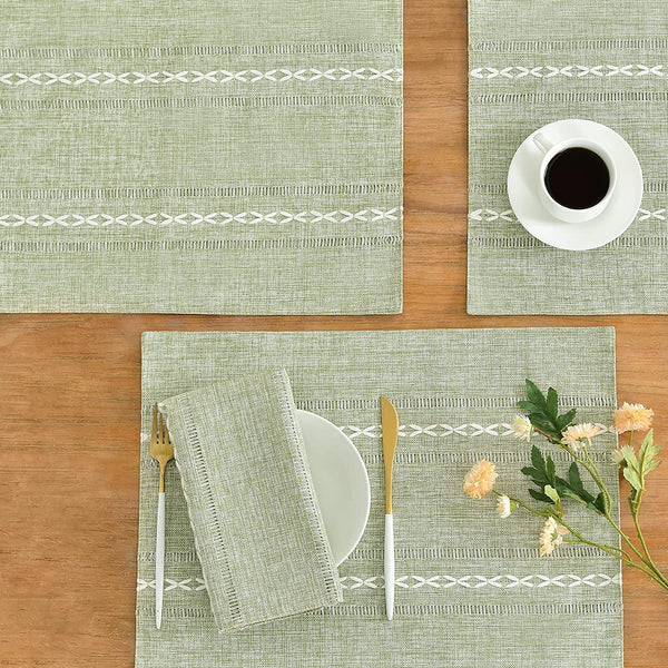 Woven Cotton Linen Placemat, Natural Heat-Resistant Table Mat for Coffee, Tea and Dining