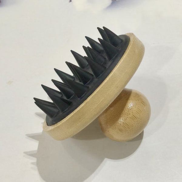 Bamboo Scalp Massage Brush | Silicone Shampoo Brush for Hair Washing & Scalp Care