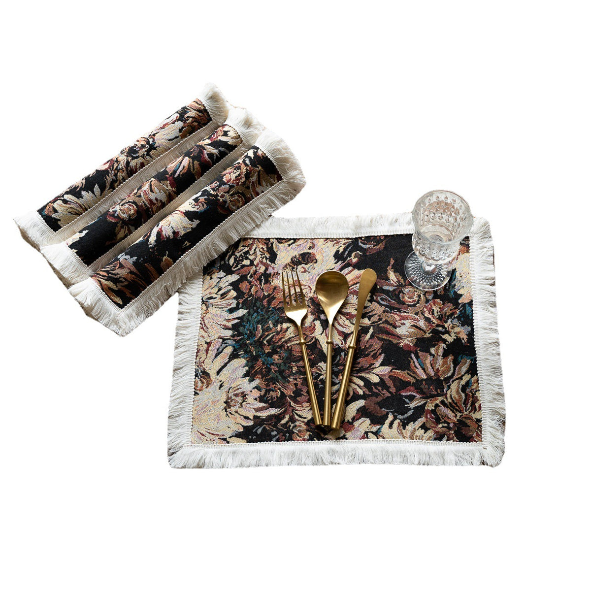 Floral Round Tassel Placemat, Decorative Dining Table Mat