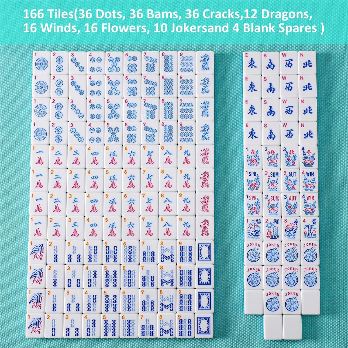 American Mahjong Set, Premium Melamine Tiles for Tabletop Gaming