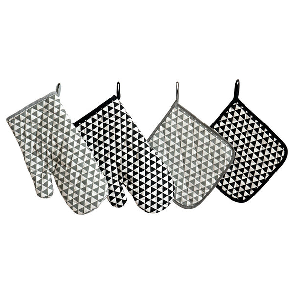 Thick Heat Resistant Oven Mitt & Pot Holder Set for Baking, Microwave & Kitchen Use