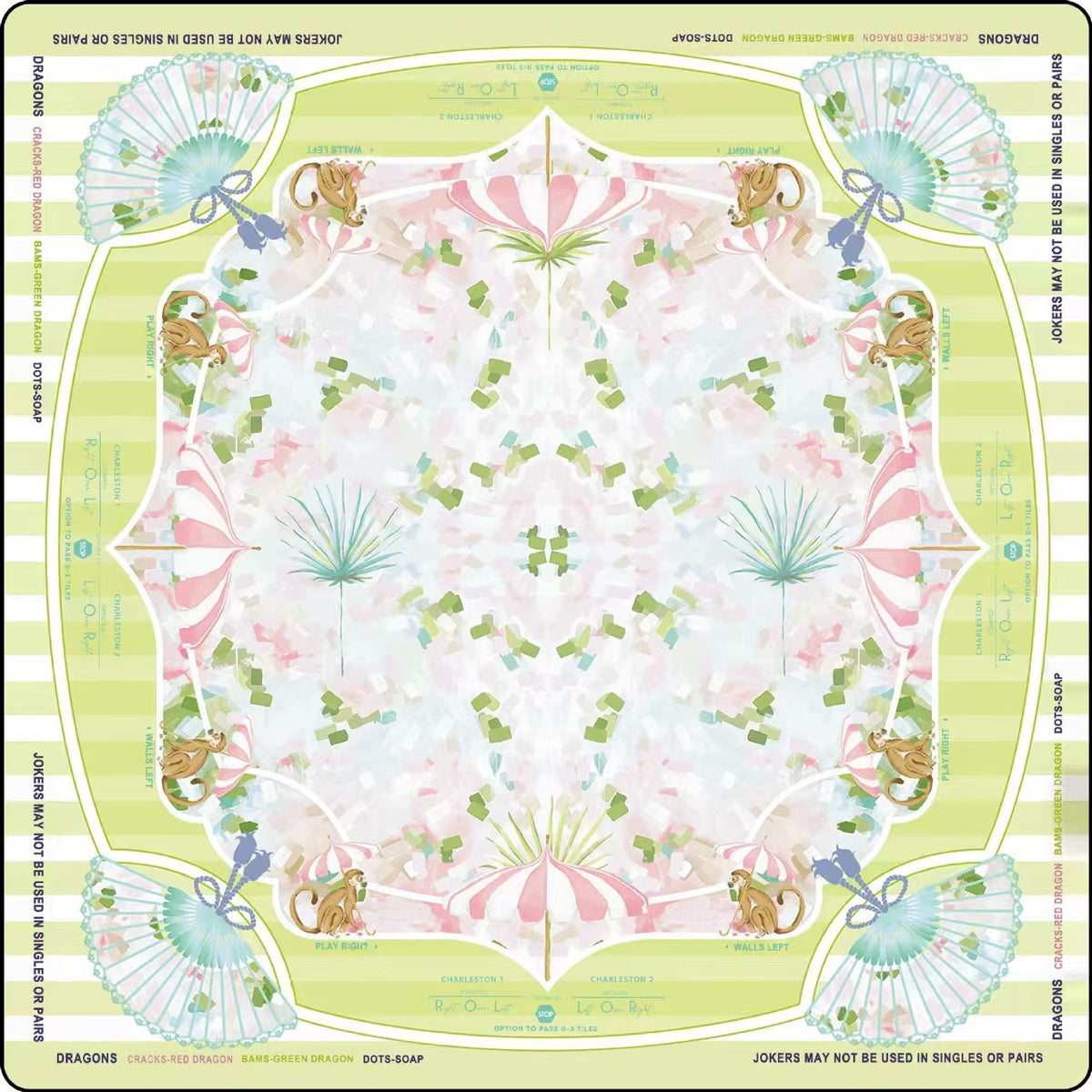 New American Mahjong Mat – Hand-Drawn Style Rubber Table Game Mat for Western Mahjong