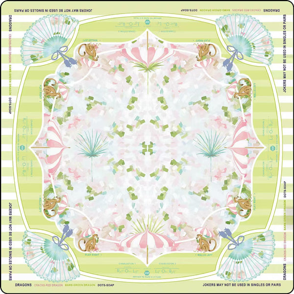 New American Mahjong Mat – Hand-Drawn Style Rubber Table Game Mat for Western Mahjong