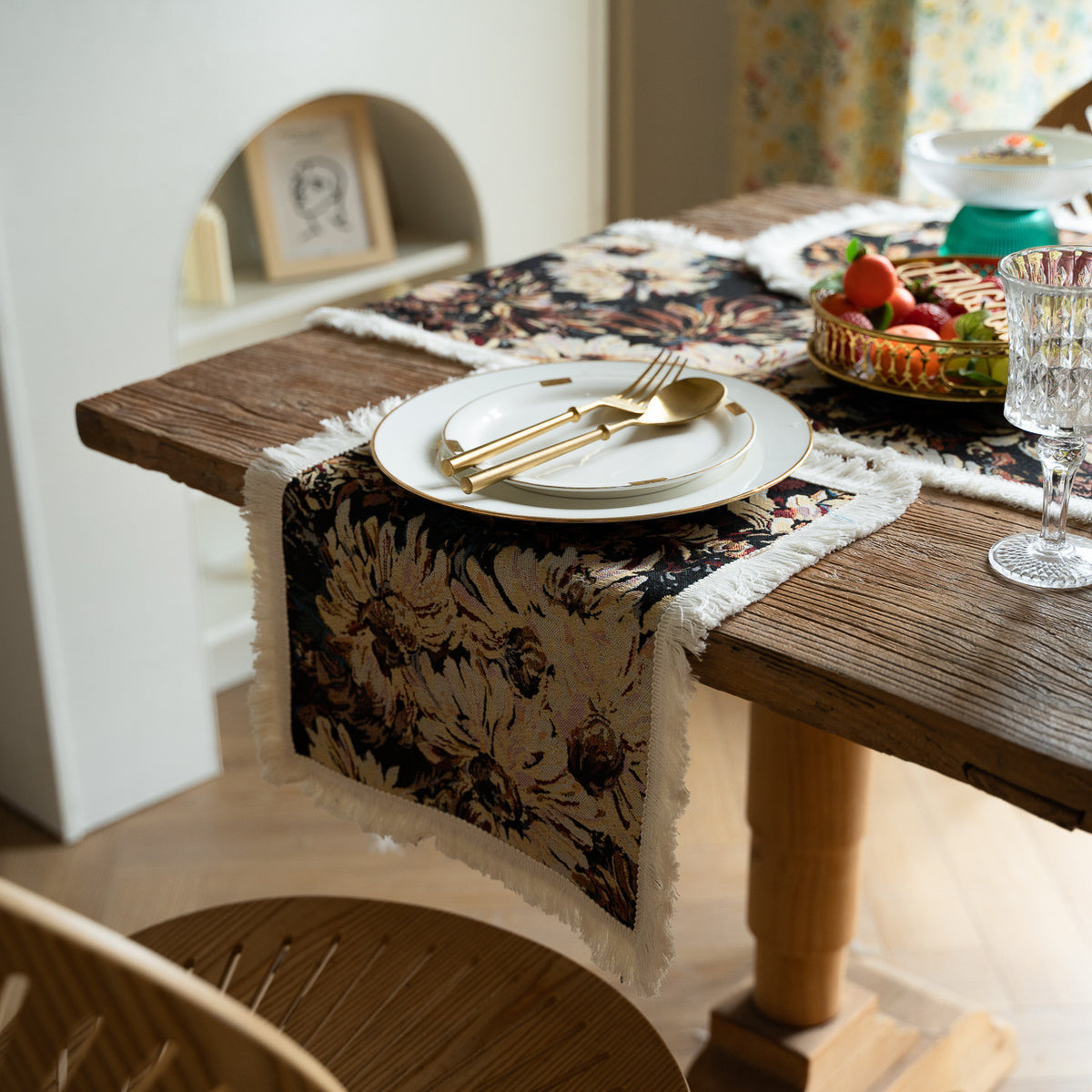 Floral Round Tassel Placemat, Decorative Dining Table Mat