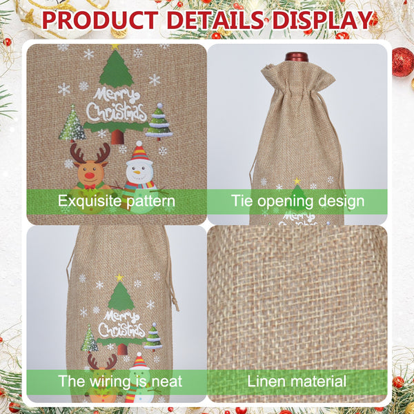 Christmas Wine Gift Bag – Drawstring Bottle Gift Sack for Wine & Champagne
