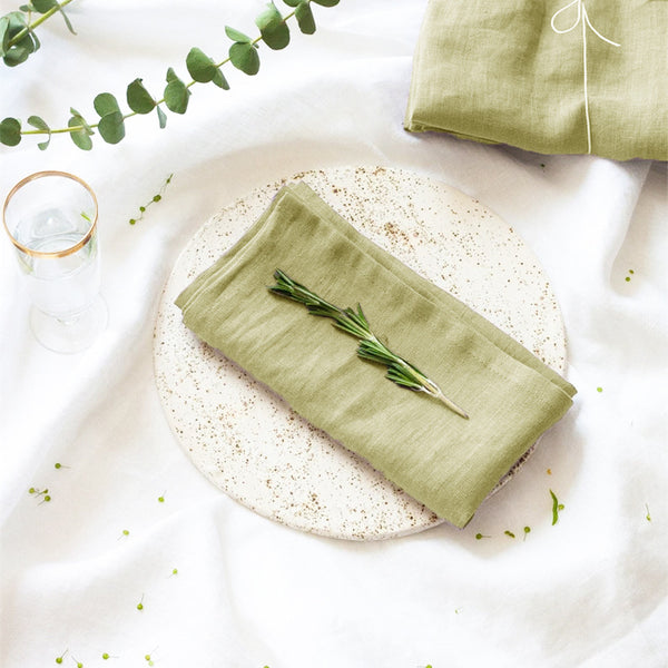 Solid Washed Cotton Linen Napkin, Minimal Dining Table Mat and Food Cover