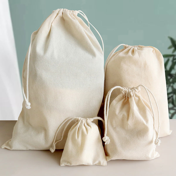 Cotton Drawstring Bag, 30 x 40 cm Eco-Friendly Canvas Storage Tote