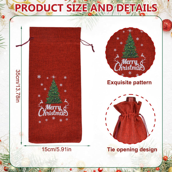 Christmas Wine Gift Bag – Drawstring Bottle Gift Sack for Wine & Champagne