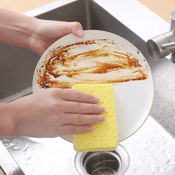 Natural Wood Pulp Sponge | Eco-Friendly Kitchen Dish Washing Sponge for Home Cleaning