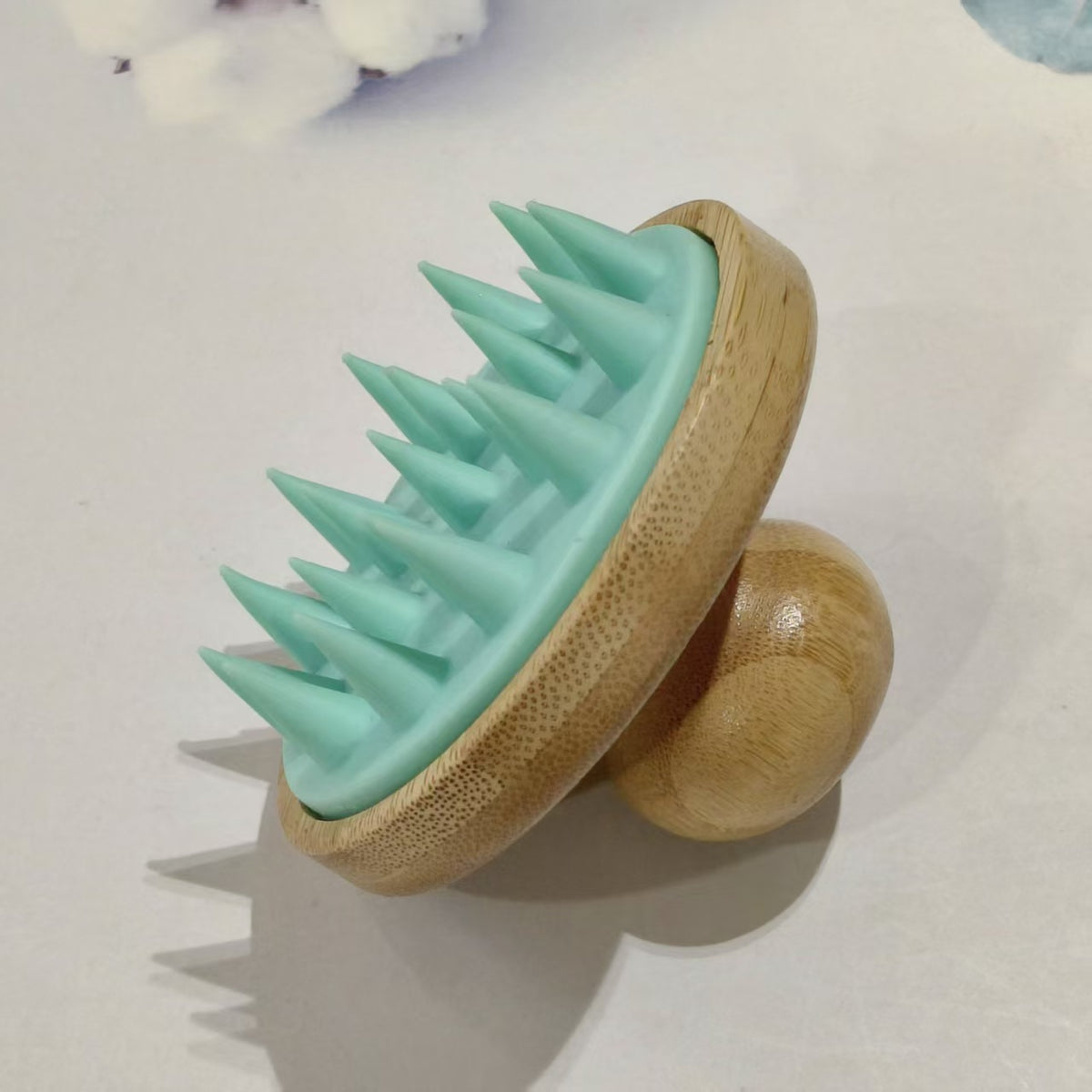 Bamboo Scalp Massage Brush | Silicone Shampoo Brush for Hair Washing & Scalp Care