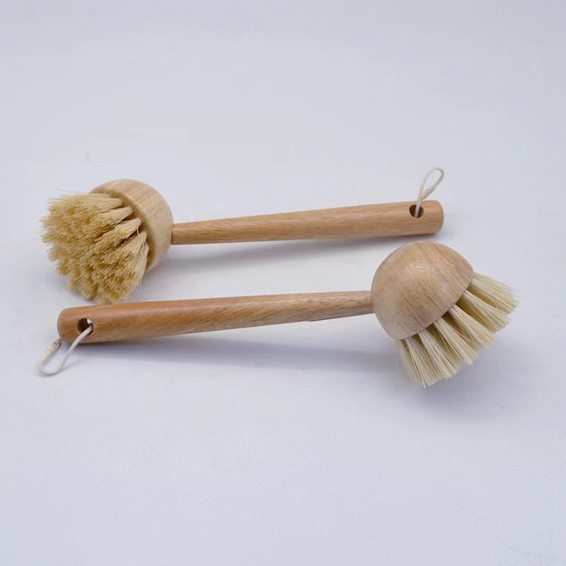 Natural Wooden Pot Brush | Eco-Friendly Kitchen Scrub Brush with Fiber Bristles