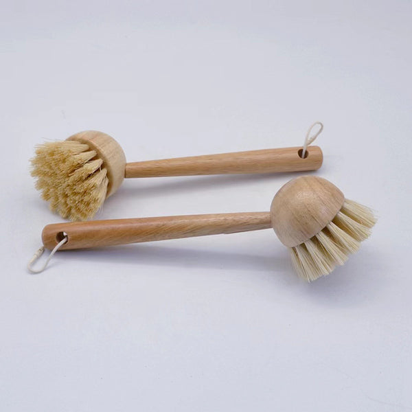 Natural Wooden Pot Brush | Eco-Friendly Kitchen Scrub Brush with Fiber Bristles
