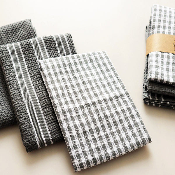 3-Pack Cotton Kitchen Towels, Absorbent Dish Cloths, Tea Towels & Table Mats