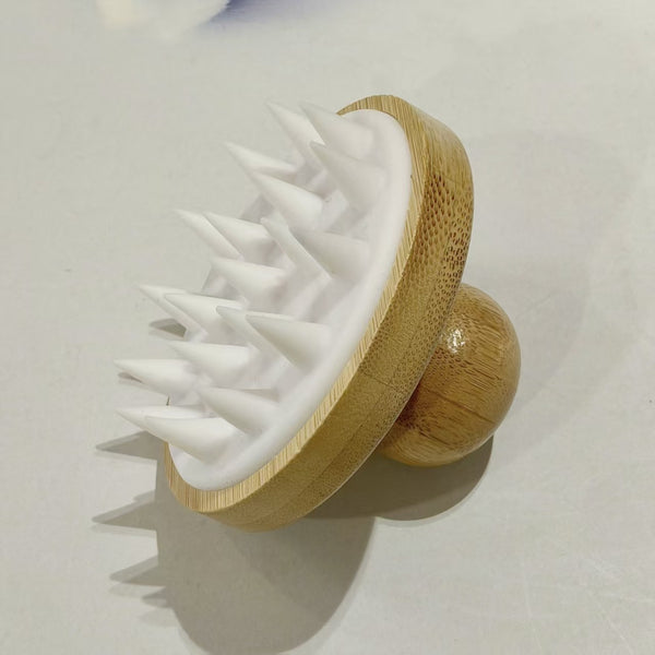 Bamboo Scalp Massage Brush | Silicone Shampoo Brush for Hair Washing & Scalp Care