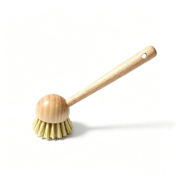 Natural Wooden Pot Brush | Eco-Friendly Kitchen Scrub Brush with Fiber Bristles