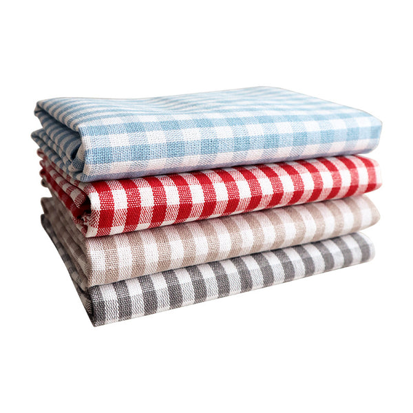Cotton Checkered Square Napkins, Ready-Stock Kitchen Towels for Home Dining