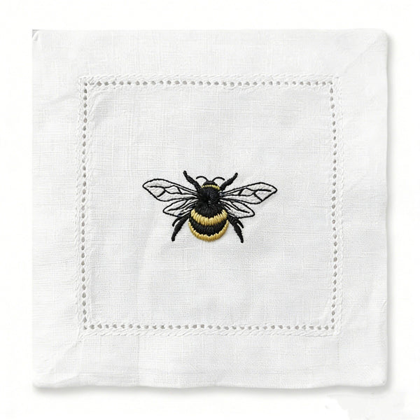 Bee Embroidered Linen Napkin – Decorative Table Linen for Dining & Entertaining