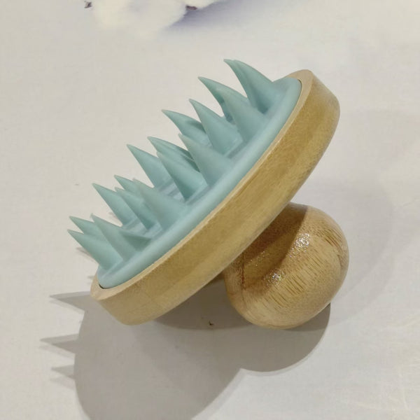 Bamboo Scalp Massage Brush | Silicone Shampoo Brush for Hair Washing & Scalp Care