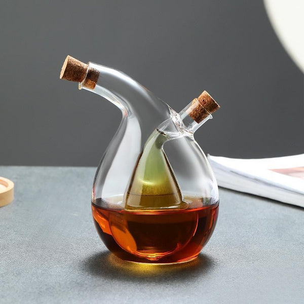 Glass Oil Dispenser Set | Leak Proof Seasoning Bottle for Kitchen & Cooking Storage