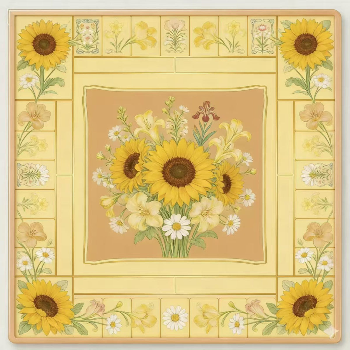 New American Mahjong Mat – Hand-Drawn Style Rubber Table Game Mat for Western Mahjong