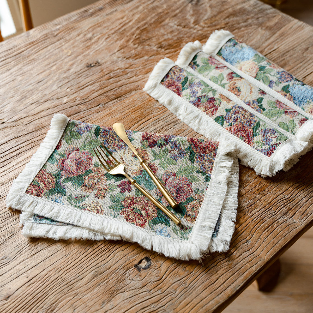 Floral Round Tassel Placemat, Decorative Dining Table Mat