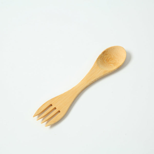 Bamboo Double Ended Fork Spoon | Natural Kids Utensil for Eco Friendly Dining
