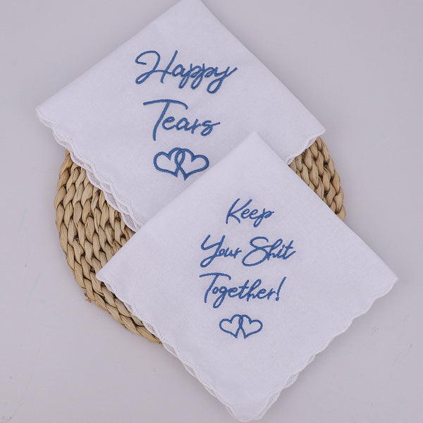Embroidered Wedding Handkerchief – Cotton Keepsake Gift