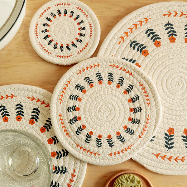 Woven Cotton Trivet, Nordic Heat-Resistant Table Mat