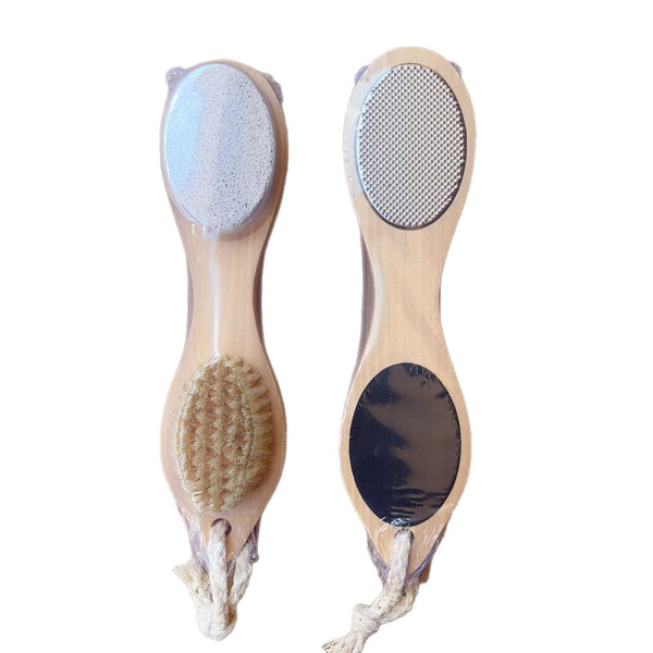 4-in-1 Wooden Foot Brush | Callus Remover Scrubber for Exfoliating & Foot Care