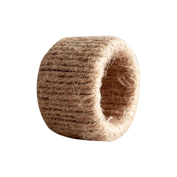 Handwoven Linen Napkin Ring, Rustic Rope Table Decor