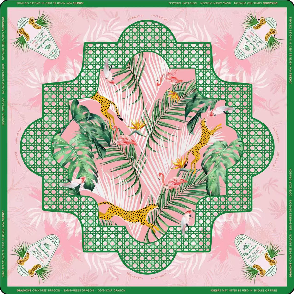 New American Mahjong Mat – Hand-Drawn Style Rubber Table Game Mat for Western Mahjong