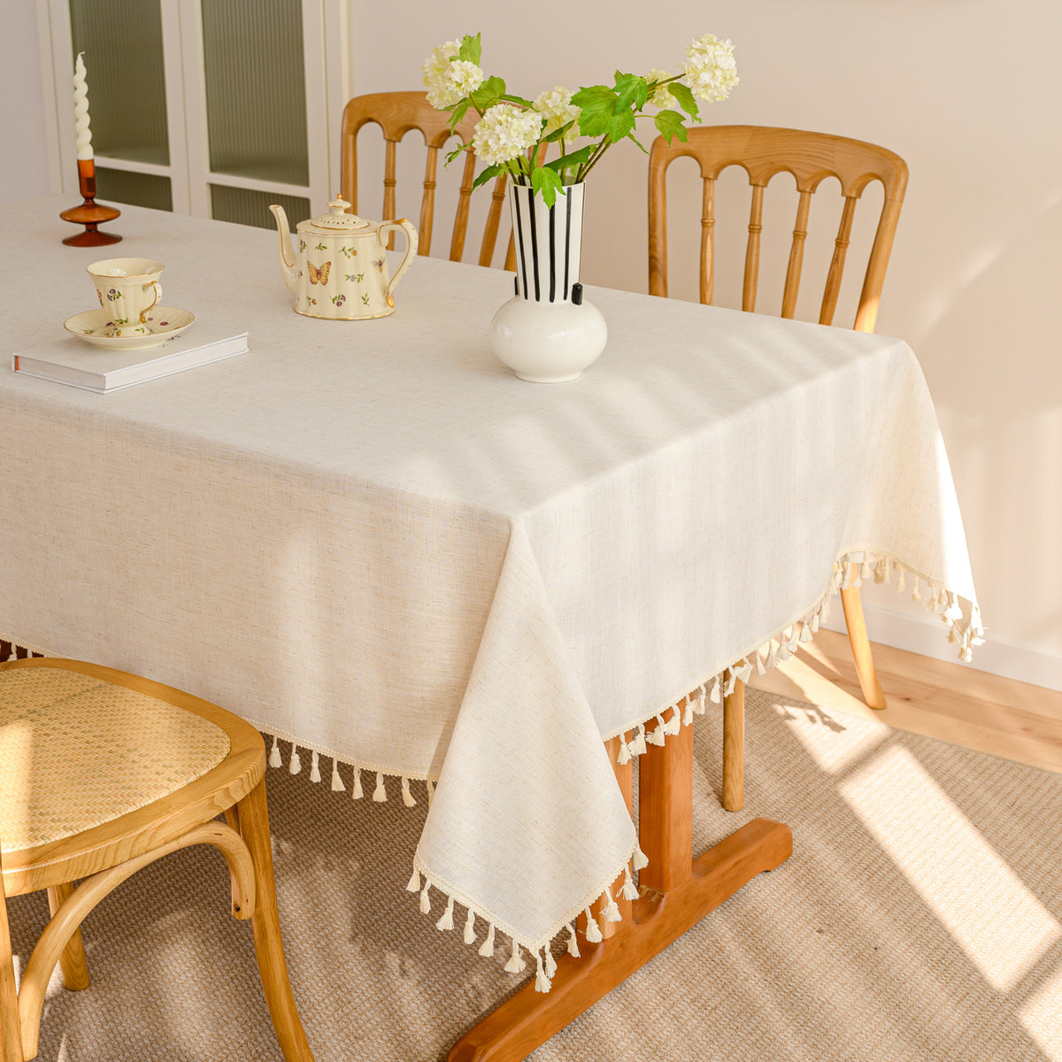 Solid Waterproof Tablecloth, Cotton Linen Rectangular Table Cover